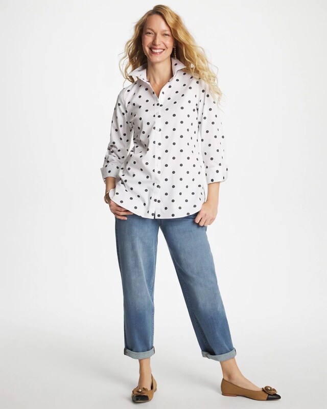 No Iron Stretch Perfect Dots Shirt - image 3
